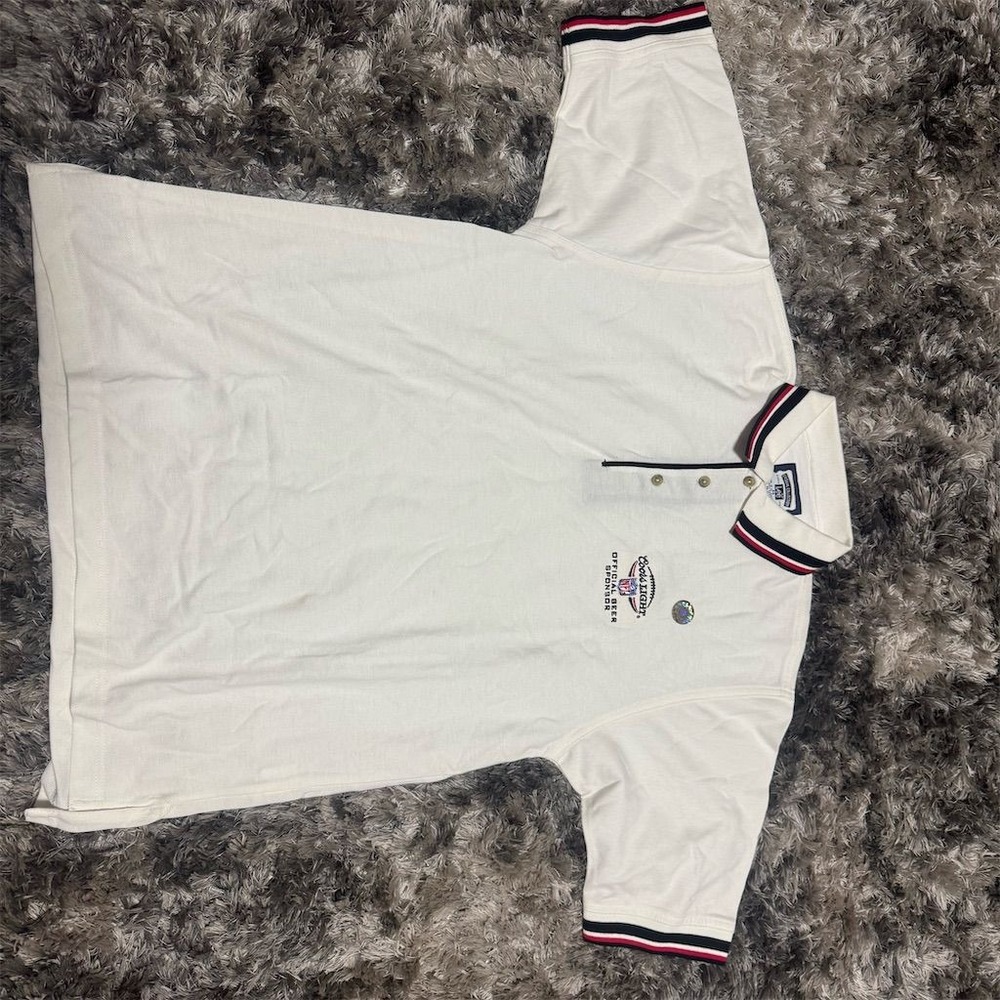 Sz M Lee Men's Polo Shirt M White Striped‎ Coors Light NFL Sponsor Logo